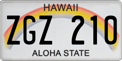 HI license plate ZGZ210