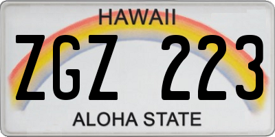 HI license plate ZGZ223