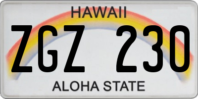 HI license plate ZGZ230