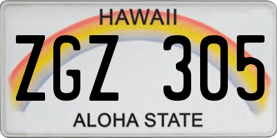 HI license plate ZGZ305