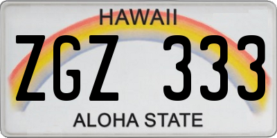 HI license plate ZGZ333