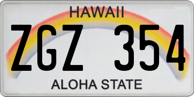 HI license plate ZGZ354