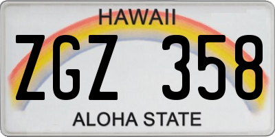 HI license plate ZGZ358