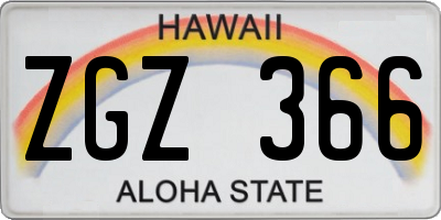 HI license plate ZGZ366