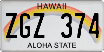 HI license plate ZGZ374