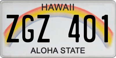 HI license plate ZGZ401