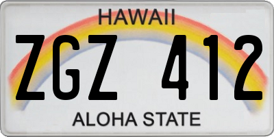 HI license plate ZGZ412