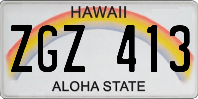 HI license plate ZGZ413