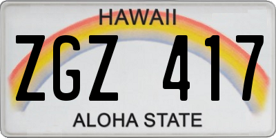 HI license plate ZGZ417