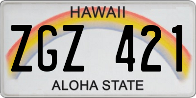 HI license plate ZGZ421