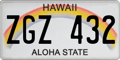 HI license plate ZGZ432
