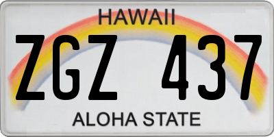 HI license plate ZGZ437