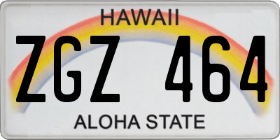 HI license plate ZGZ464