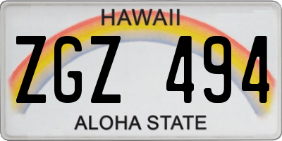 HI license plate ZGZ494