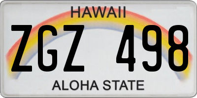 HI license plate ZGZ498