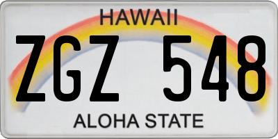 HI license plate ZGZ548