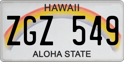 HI license plate ZGZ549