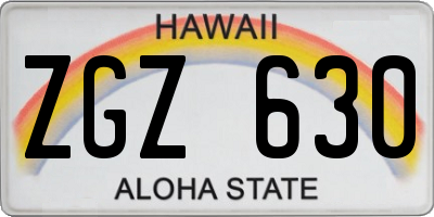HI license plate ZGZ630