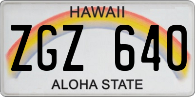 HI license plate ZGZ640