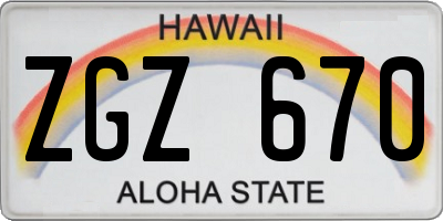 HI license plate ZGZ670