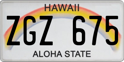 HI license plate ZGZ675