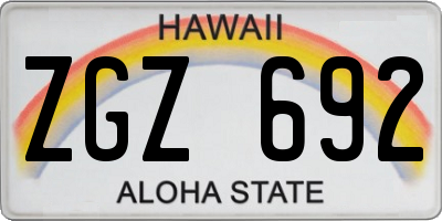 HI license plate ZGZ692