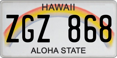 HI license plate ZGZ868