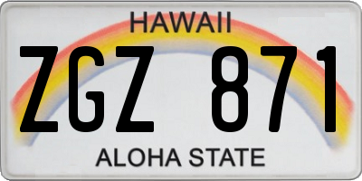 HI license plate ZGZ871