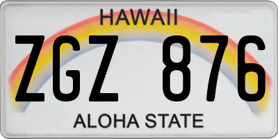 HI license plate ZGZ876