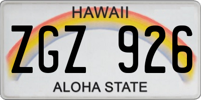 HI license plate ZGZ926