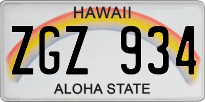 HI license plate ZGZ934
