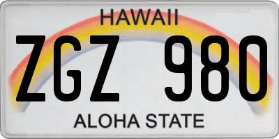HI license plate ZGZ980
