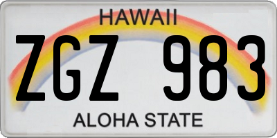 HI license plate ZGZ983