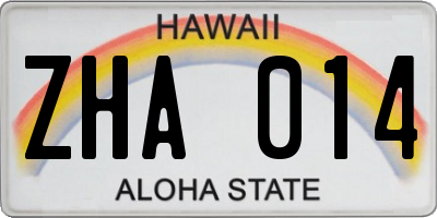 HI license plate ZHA014