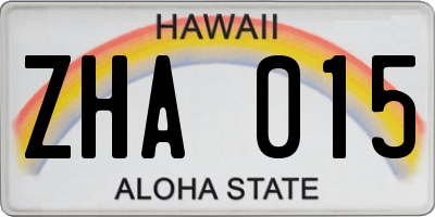 HI license plate ZHA015