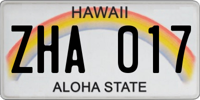 HI license plate ZHA017