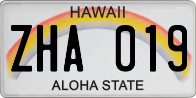 HI license plate ZHA019