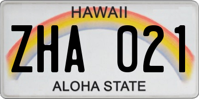HI license plate ZHA021