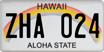 HI license plate ZHA024