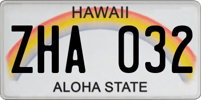 HI license plate ZHA032