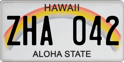 HI license plate ZHA042