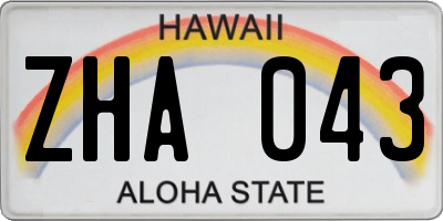 HI license plate ZHA043