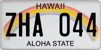 HI license plate ZHA044