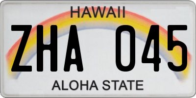 HI license plate ZHA045