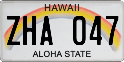 HI license plate ZHA047