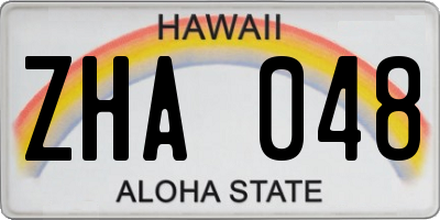 HI license plate ZHA048