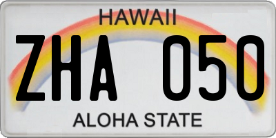 HI license plate ZHA050