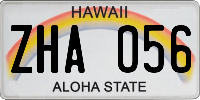 HI license plate ZHA056