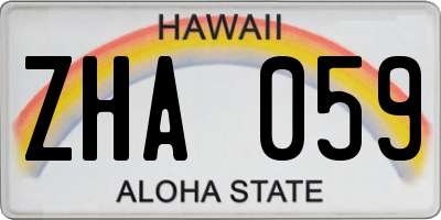 HI license plate ZHA059