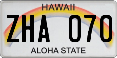 HI license plate ZHA070